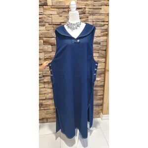 CAROLINA BLUES NAUTICAL DENIM DRESS BLUE SLEEVELESS COTTON STRETCH SIZE 24W